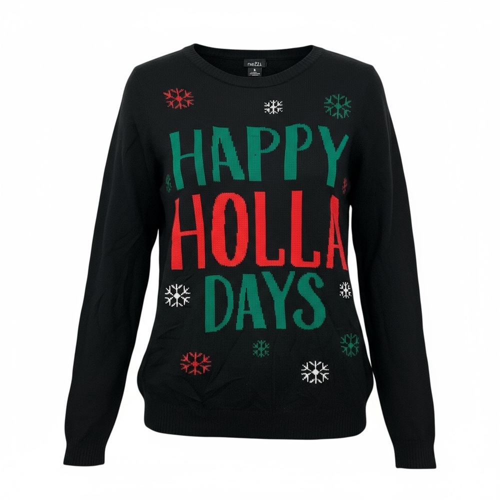 Lightweight Crewneck Black Holiday Ugly Funny Sweater - Rue 21 XL